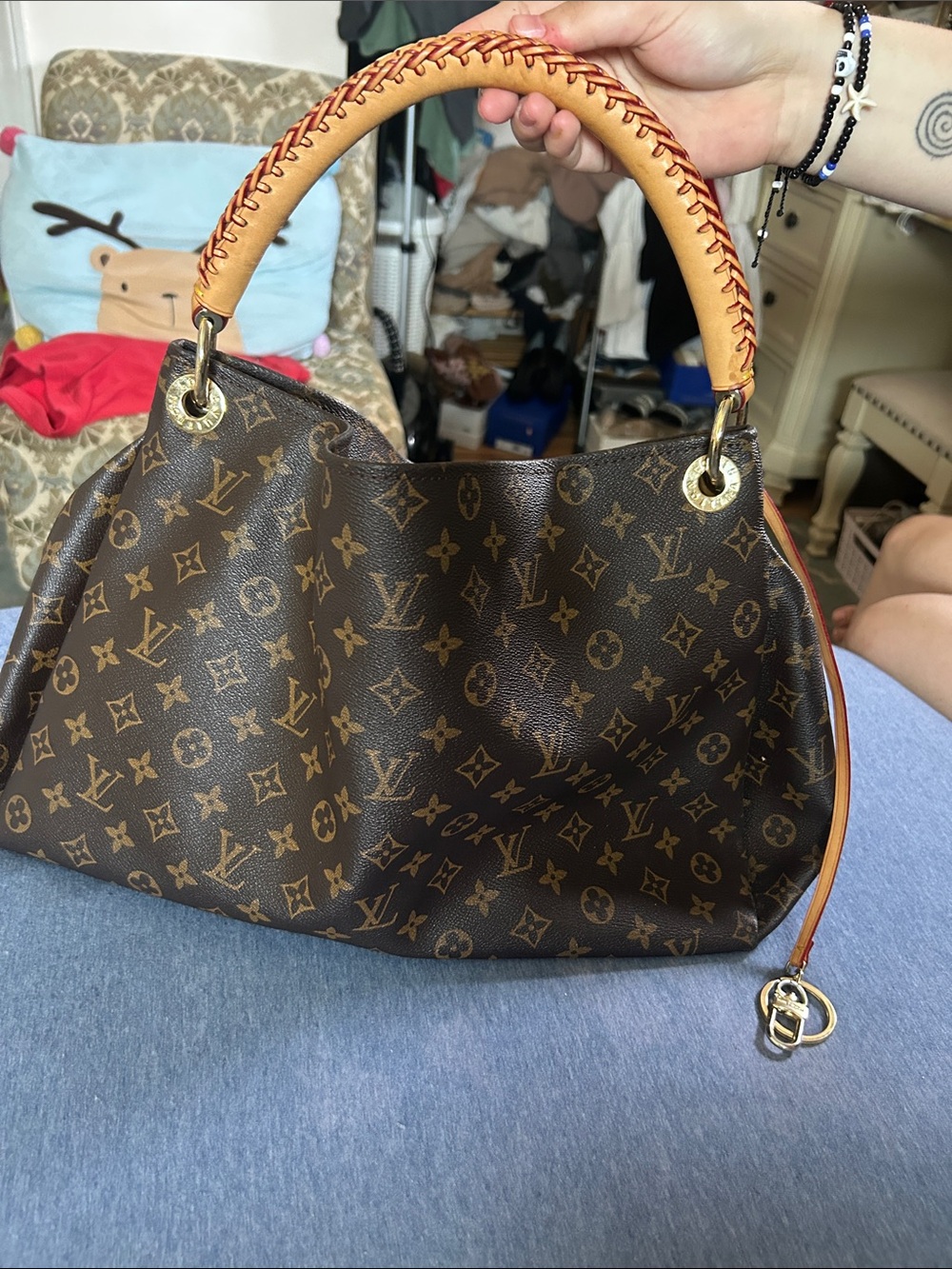 Louis Vuitton Brown Monogram Canvas Shoulder Hobo with Vachetta Handle